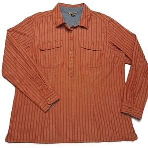Duluth Trading Company Womens XL Shirt Popover Blouse Long Sleeve Striped Top